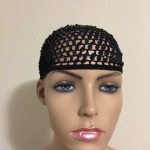 Black beanie crochet sequin skull cap